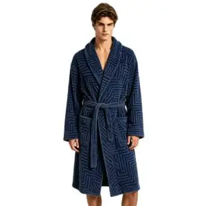 unisex 3D embossed bathrobe - textured plush bathrobe for men and women