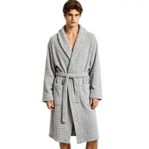 unisex 3D embossed bathrobe - textured plush bathrobe for men and women