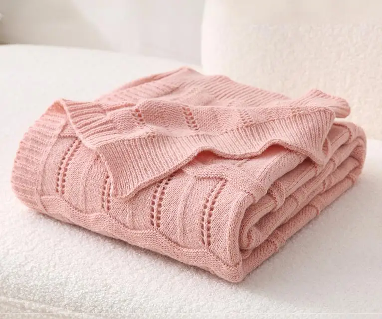 TrustWeave Scallop Wave Knit Throw Blanket Wholesale USA