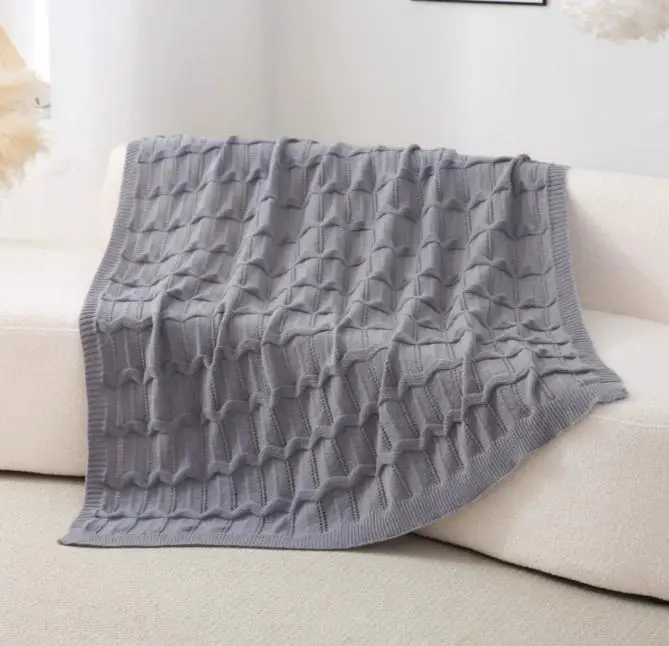 TrustWeave Scallop Wave Knit Throw Blanket Wholesale USA