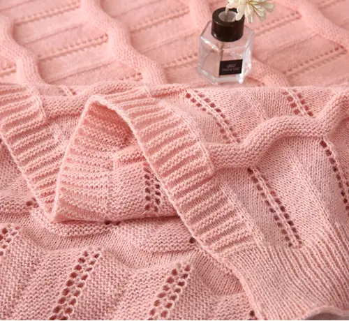 TrustWeave Scallop Wave Knit Throw Blanket Wholesale USA