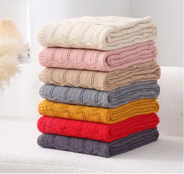 TrustWeave Scallop Wave Knit Throw Blanket Wholesale USA