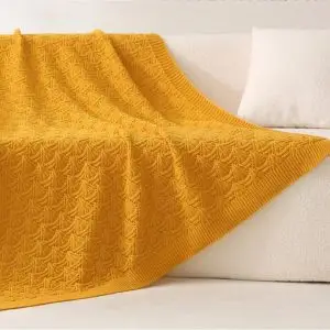 TrustWeave Shell Openwork Knit Throw Blanket - Textured Shell Pattern with Openwork Knit