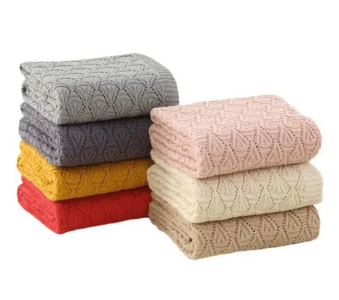TrustWeave Shell Openwork Knit Throw Blanket - Textured Shell Pattern with Openwork Knit